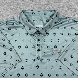 Swannies Polo Shirt Mens XL Blue Floral Print Performance Torrey Pines Golf